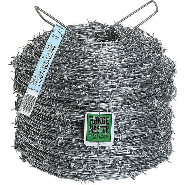 Rangemaster Commercial Class Barbed Wire, 1320 ft L, 1234 Gauge, 5 in Points Spacing, Zinc 7125